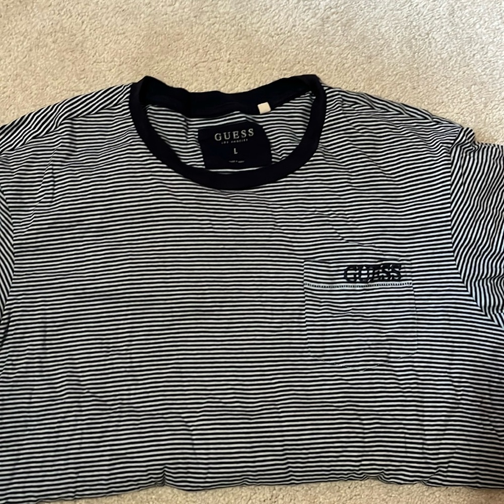Men Guess stripped tshirt. One breast pocket